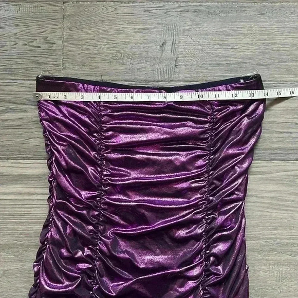 🔥SUBWAY🔥  | Fuchsia foil ruched tube top dress - Picture 6 of 10